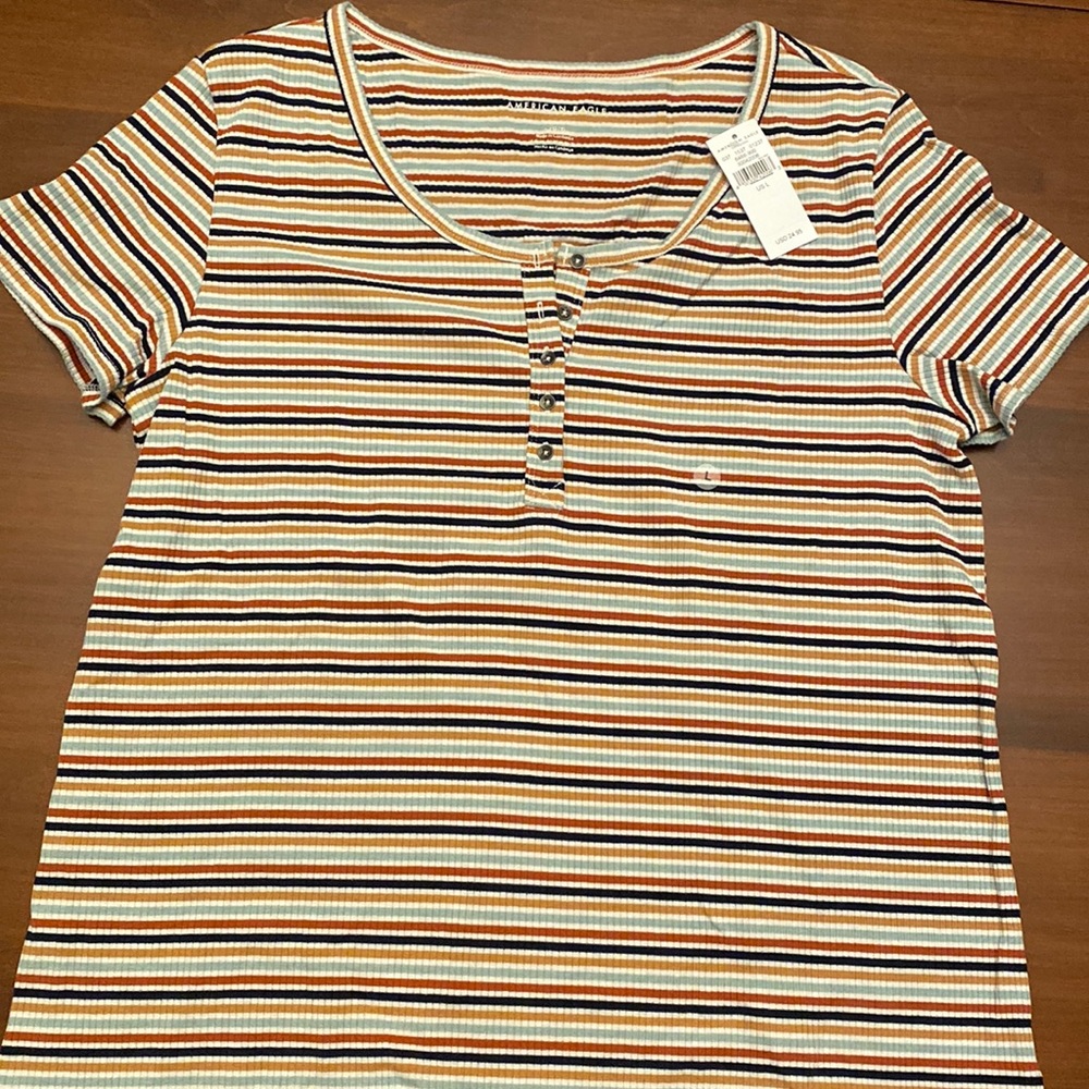Net American eagle shirt sleeve ribbed top size large